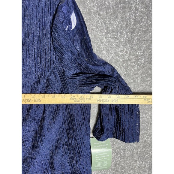 Maya Brooke Crinkle Sequin Lace Open Front Blazer Jacket Women 14W Navy Blue NWT - Picture 15 of 16